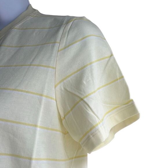 Everlane The Striped Organic Cotton Crew Tee Medium Yellow Coastal Preppy NWT - Picture 4 of 9